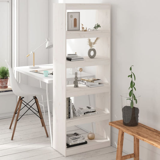 Berkfield Book Cabinet/Room Divider White 60x30x167.5 cm Solid Wood Pine
