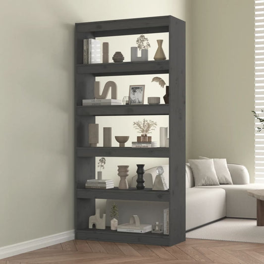 Berkfield Book Cabinet/Room Divider Grey 80x30x167.4 cm Solid Wood Pine