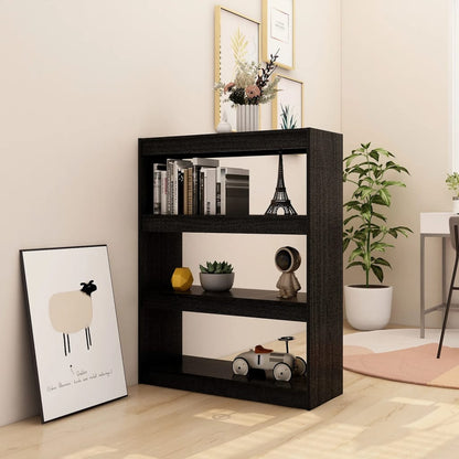 Berkfield Book Cabinet/Room Divider Black 100x30x103 cm Solid Pinewood