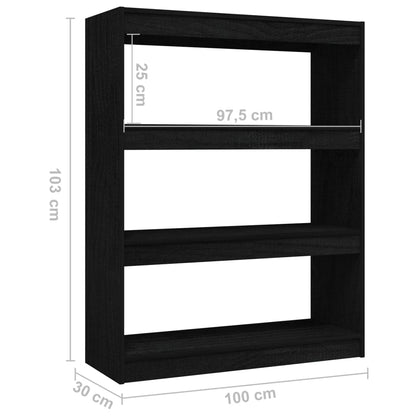 Berkfield Book Cabinet/Room Divider Black 100x30x103 cm Solid Pinewood