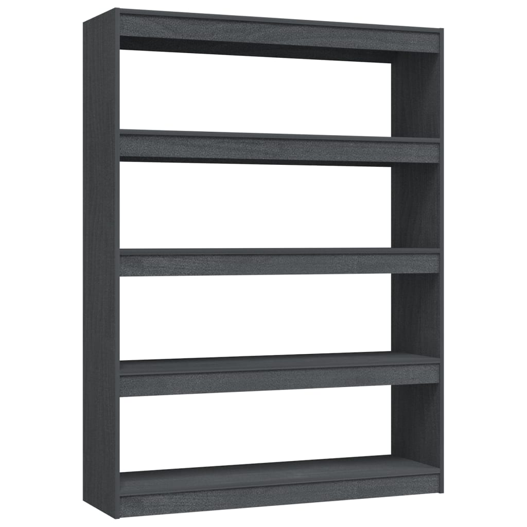 Berkfield Book Cabinet/Room Divider Grey 100x30x135.5 cm Solid Pinewood