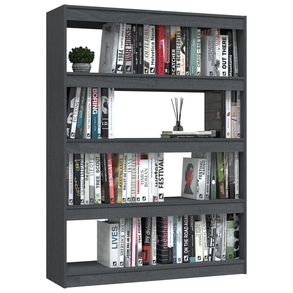 Berkfield Book Cabinet/Room Divider Grey 100x30x135.5 cm Solid Pinewood