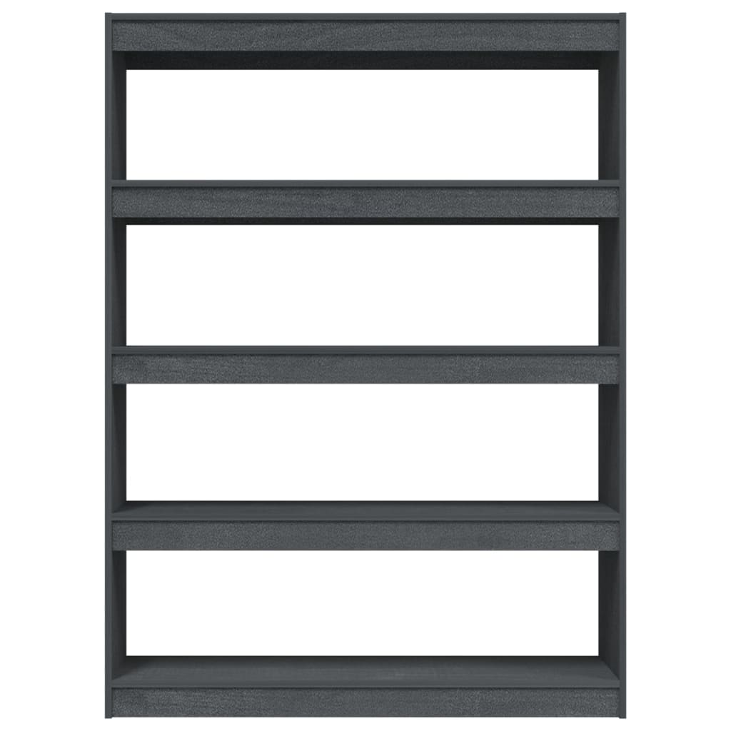 Berkfield Book Cabinet/Room Divider Grey 100x30x135.5 cm Solid Pinewood