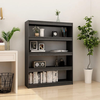 Berkfield Book Cabinet/Room Divider Grey 100x30x135.5 cm Solid Pinewood