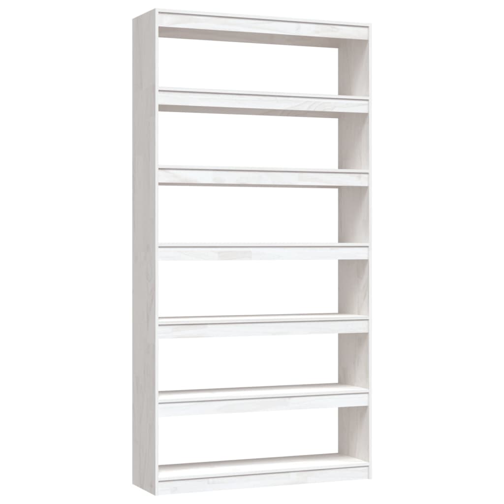 Berkfield Book Cabinet/Room Divider White 100x30x200 cm Solid Pinewood