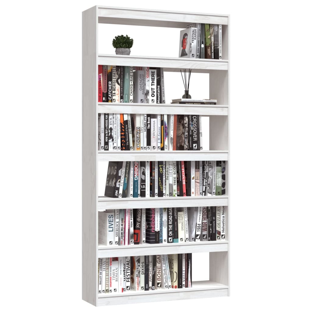 Berkfield Book Cabinet/Room Divider White 100x30x200 cm Solid Pinewood