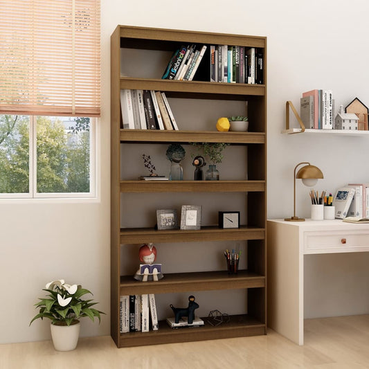 Berkfield Book Cabinet/Room Divider Honey Brown 100x30x200 cm Solid Pinewood