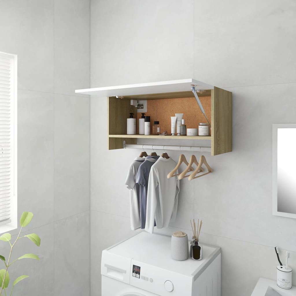 Berkfield Wardrobe White and Sonoma Oak 70x32.5x35 cm Engineered Wood