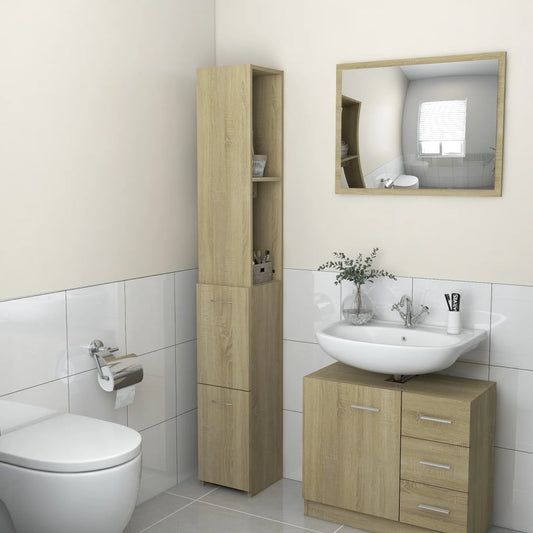 Berkfield Bathroom Cabinet Sonoma Oak 25x26.5x170 cm Engineered Wood