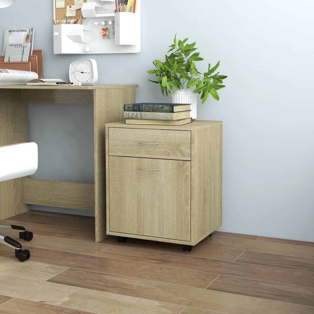 Berkfield Rolling Cabinet Sonoma Oak 45x38x54 cm Engineered Wood