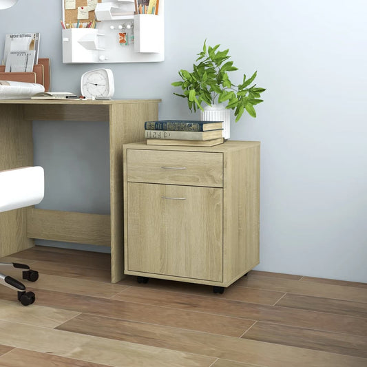 Berkfield Rolling Cabinet Sonoma Oak 45x38x54 cm Engineered Wood