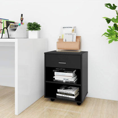 Berkfield Rolling Cabinet Black 46x36x59 cm Engineered Wood