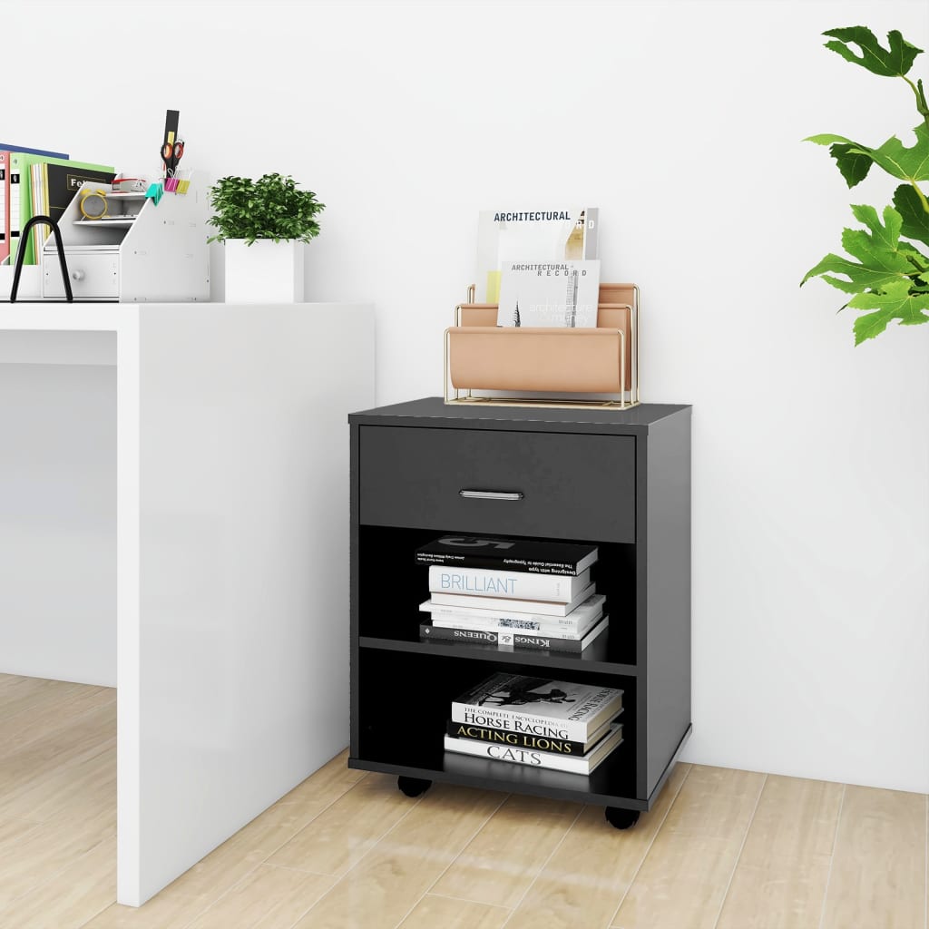 Berkfield Rolling Cabinet Grey 46x36x59 cm Engineered Wood