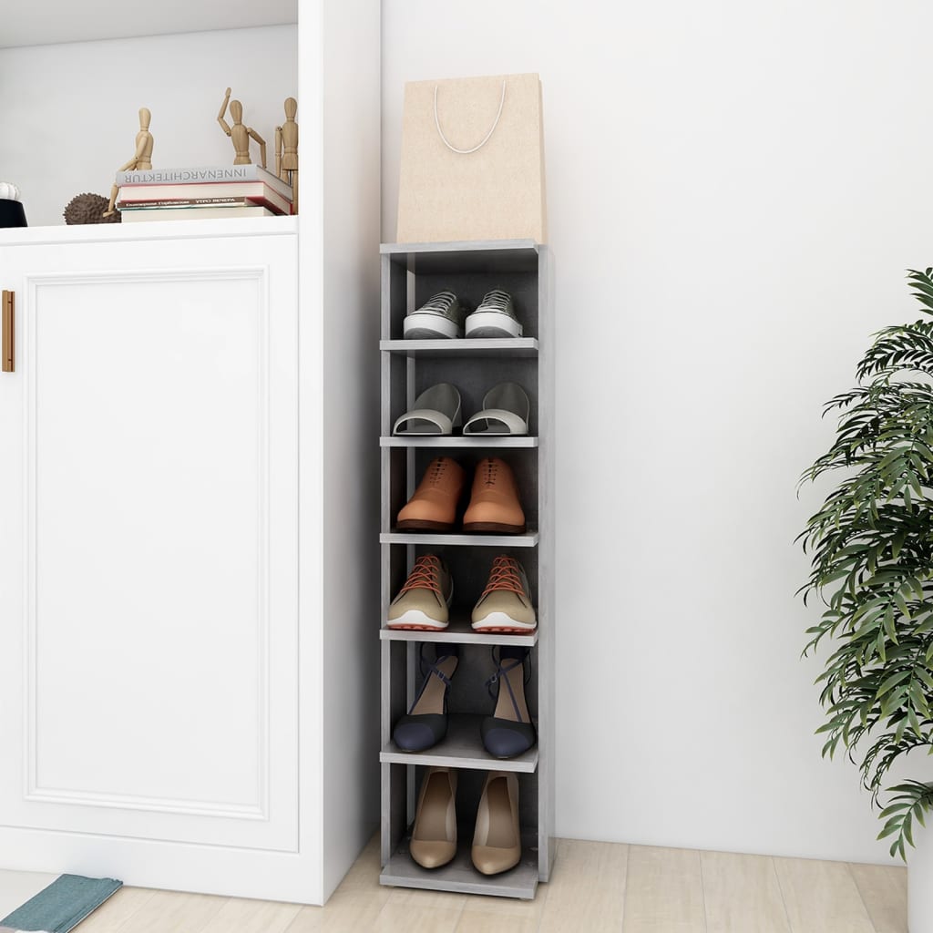 Berkfield Shoe Cabinet Concrete Grey 27.5x27x102 cm Engineered Wood