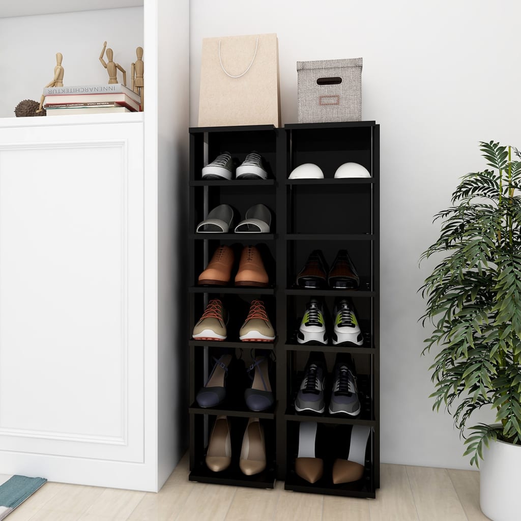 Berkfield Shoe Cabinets 2 pcs High Gloss Black 27.5x27x102 cm