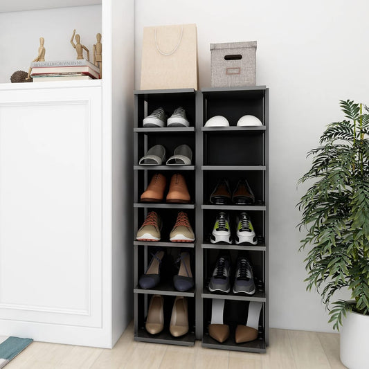 Berkfield Shoe Cabinets 2 pcs High Gloss Grey 27.5x27x102 cm