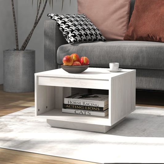 Berkfield Coffee Table White 50x50x33.5 cm Solid Pinewood
