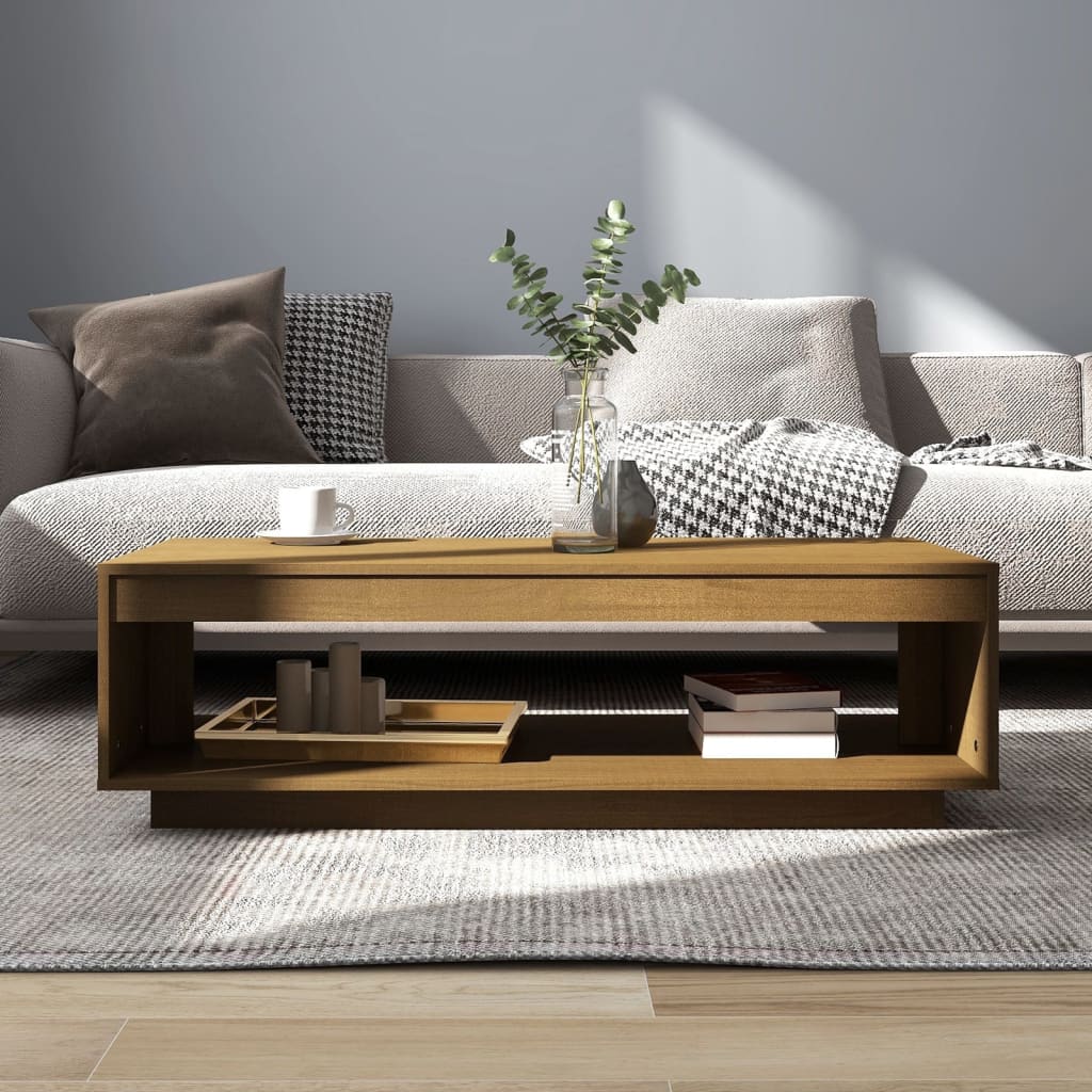 Berkfield Coffee Table Honey Brown 110x50x33.5 cm Solid Pinewood