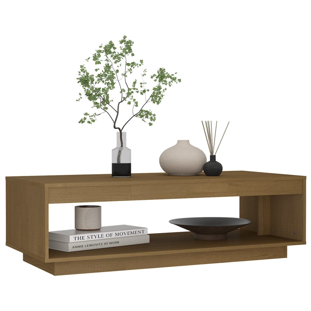 Berkfield Coffee Table Honey Brown 110x50x33.5 cm Solid Pinewood