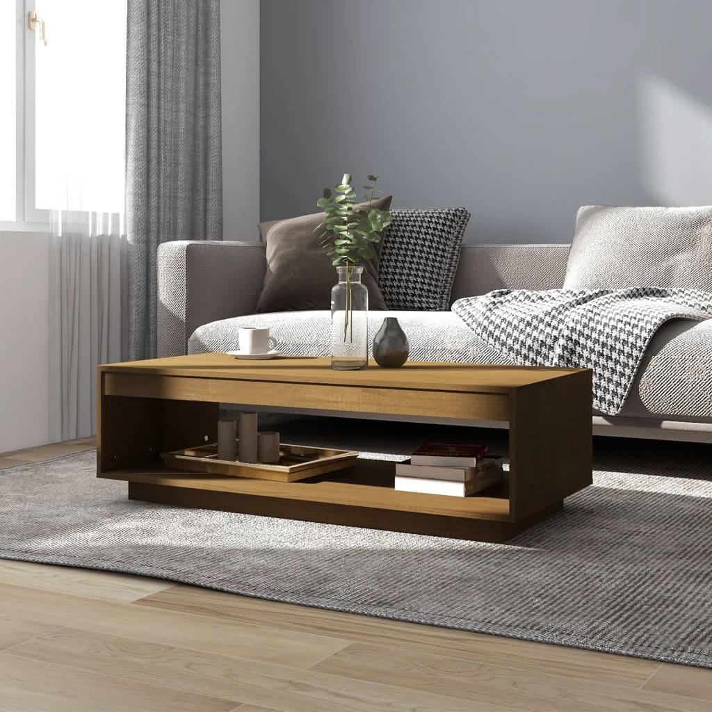 Berkfield Coffee Table Honey Brown 110x50x33.5 cm Solid Pinewood
