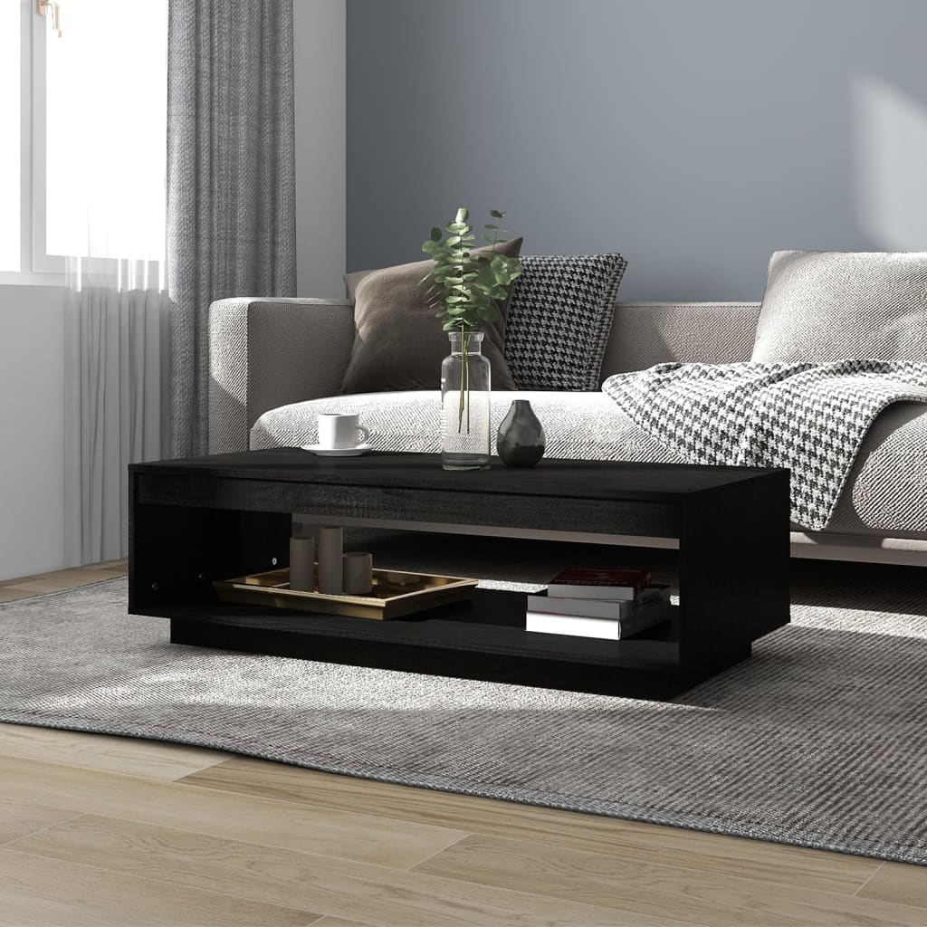 Berkfield Coffee Table Black 110x50x33.5 cm Solid Pinewood