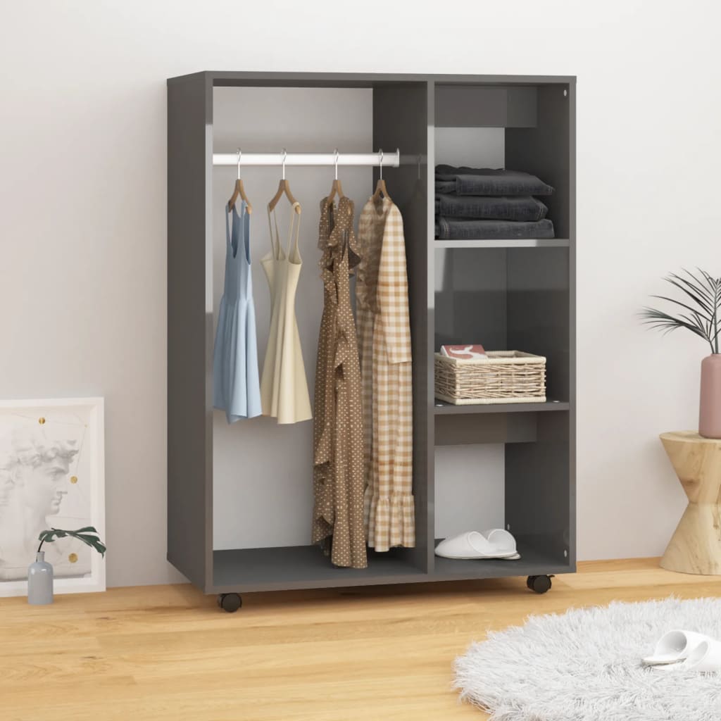 Berkfield Wardrobe High Gloss Grey 80x40x110 cm Engineered Wood