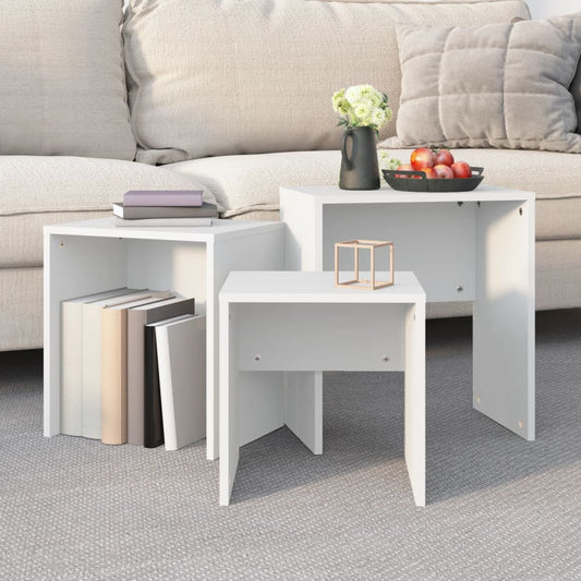 Berkfield Nesting Coffee Tables 3 pcs White Engineered Wood