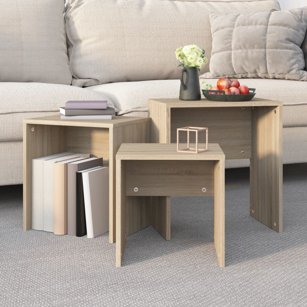 Berkfield Nesting Coffee Tables 3 pcs Sonoma Oak Engineered Wood