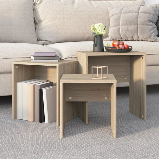 Berkfield Nesting Coffee Tables 3 pcs Sonoma Oak Engineered Wood