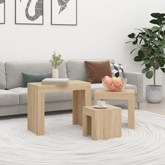 Berkfield Nesting Coffee Tables 3 pcs Sonoma Oak Engineered Wood