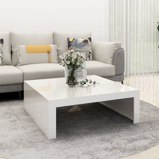 Berkfield Coffee Table High Gloss White 100x100x35 cm Engineered Wood