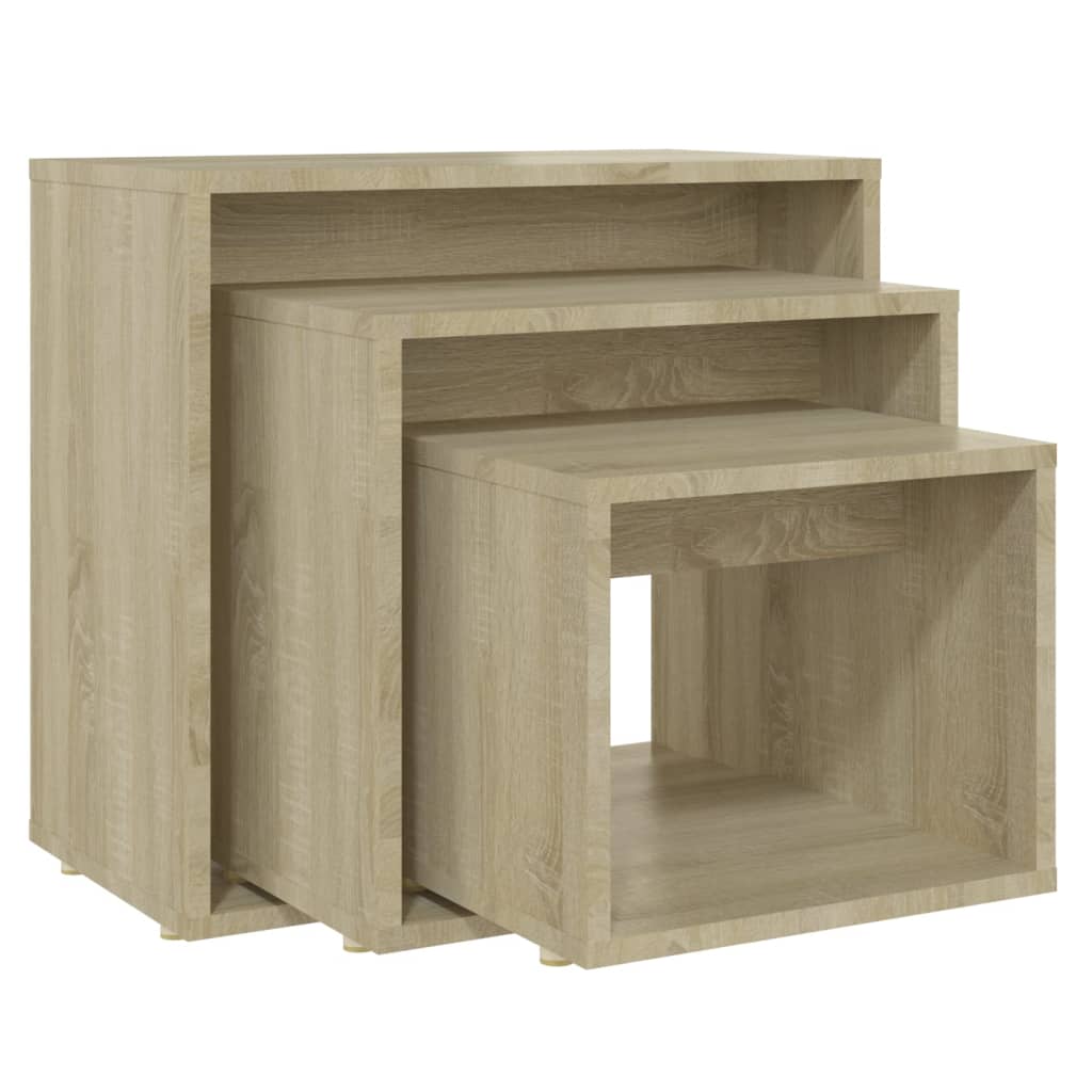 Berkfield Nesting Tables 3 pcs Sonoma Oak Engineered Wood