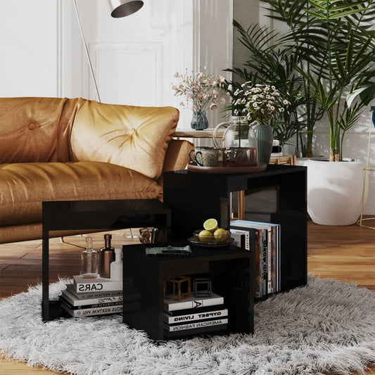 Berkfield Nesting Tables 3 pcs High Gloss Black Engineered Wood