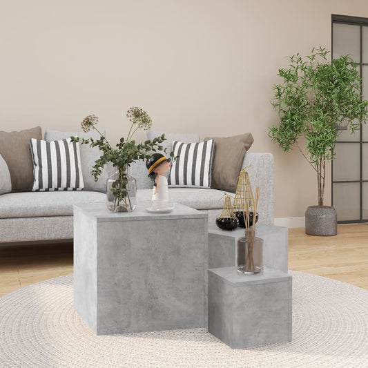 Berkfield Side Tables 3 pcs Concrete Grey Engineered Wood