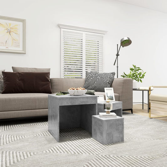 Berkfield Nesting Tables 3 pcs Concrete Grey Engineered Wood
