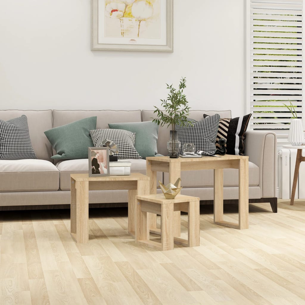 Berkfield Nesting Tables 3 pcs Sonoma Oak Engineered Wood