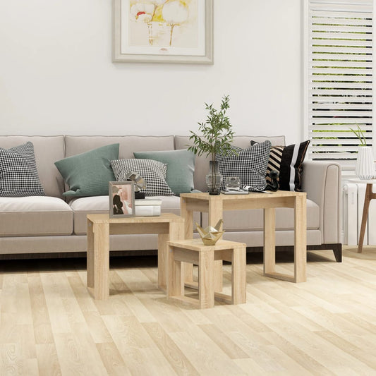 Berkfield Nesting Tables 3 pcs Sonoma Oak Engineered Wood