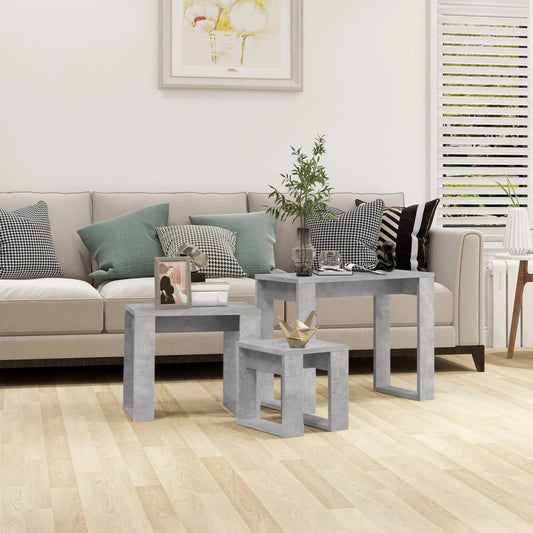 Berkfield Nesting Tables 3 pcs Concrete Grey Engineered Wood
