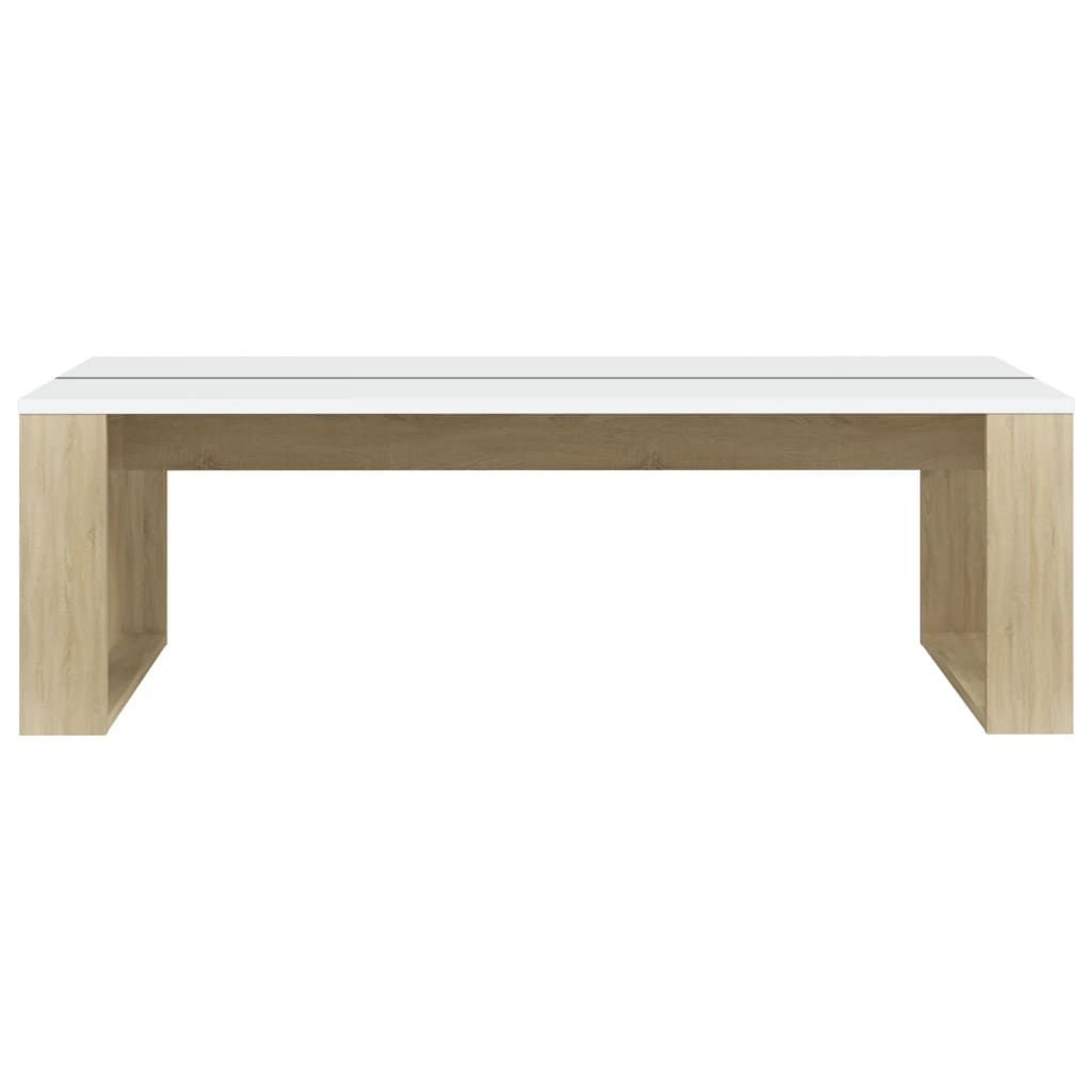 Berkfield Coffee Table Sonoma Oak and White 110x50x35 cm Engineered Wood