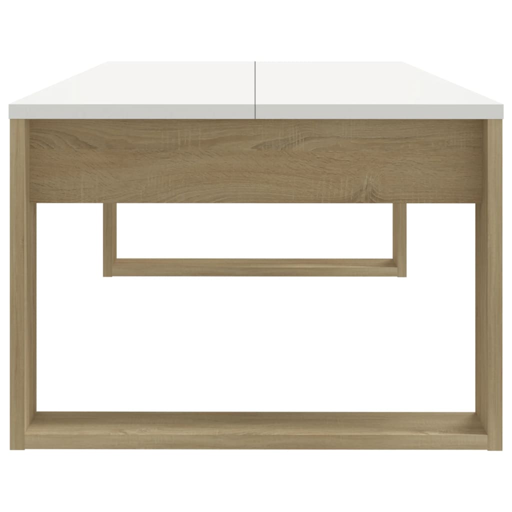 Berkfield Coffee Table Sonoma Oak and White 110x50x35 cm Engineered Wood