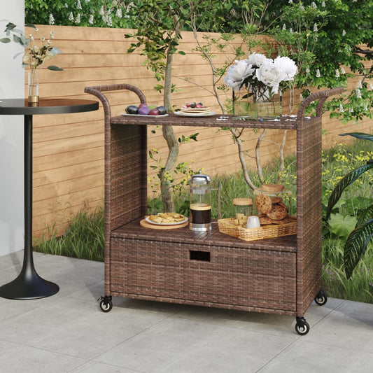 Berkfield Bar Cart with Drawer Brown 100x45x97 cm Poly Rattan