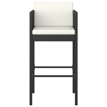 Berkfield Bar Stools 4 pcs with Cushions Black Poly Rattan