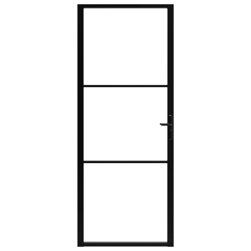 Berkfield Interior Door ESG Glass and Aluminium 83x201.5 cm Black