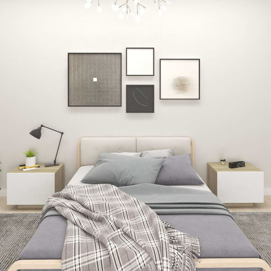 Berkfield Bedside Cabinet White and Sonoma Oak 100x35x40 cm Engineered Wood