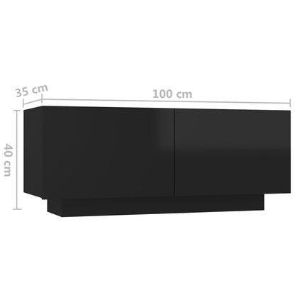 Berkfield Bedside Cabinet High Gloss Black 100x35x40 cm Engineered Wood