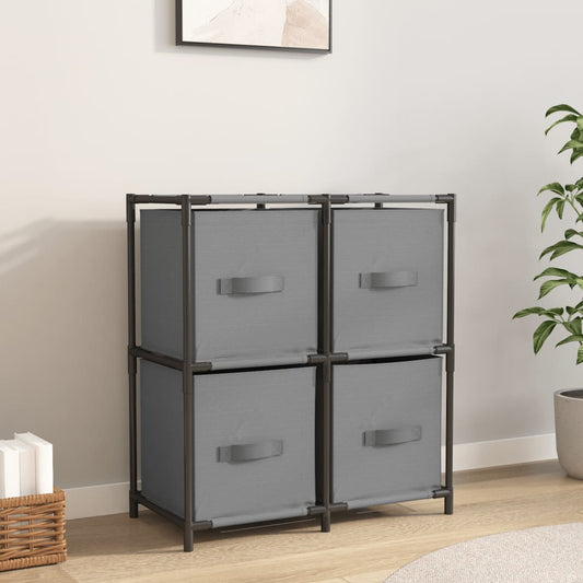 Berkfield Storage Cabinet with 4 Fabric Baskets Grey 63x30x71 cm Steel