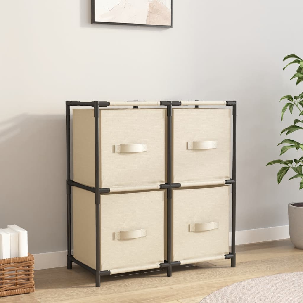 Berkfield Storage Cabinet with 4 Fabric Baskets Cream 63x30x71 cm Steel