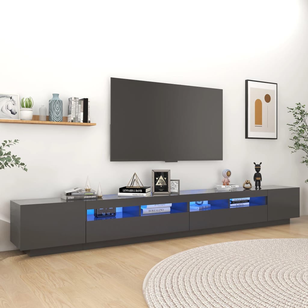 Berkfield TV Cabinet with LED Lights Grey 300x35x40 cm