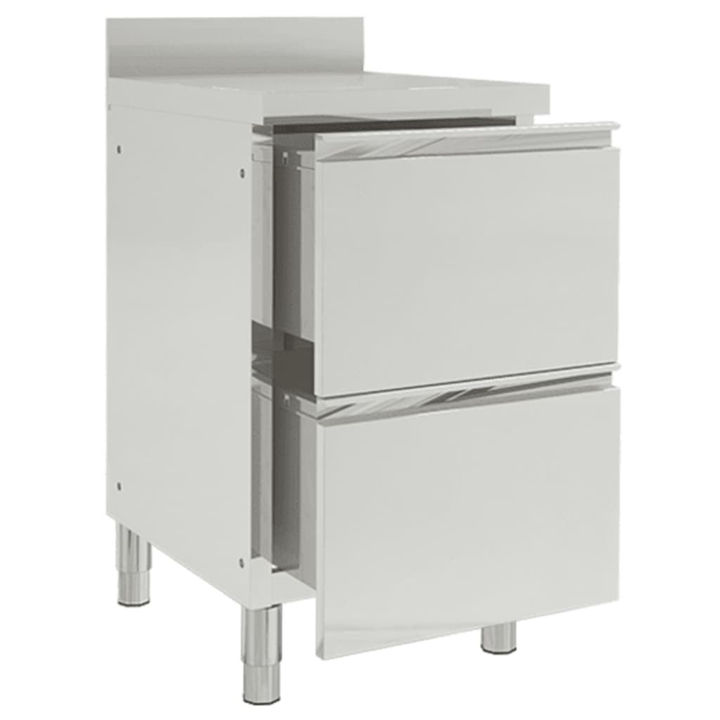Berkfield Commercial Kitchen Cabinet with 2 Drawers Stainless Steel