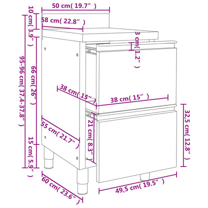 Berkfield Commercial Kitchen Cabinet with 2 Drawers Stainless Steel